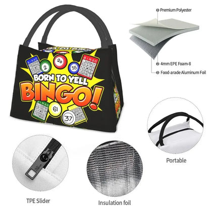 I Love Bingo Game Insulated Lunch Bags for School Office Waterproof Cooler Thermal Lunch Box Women lunchbag