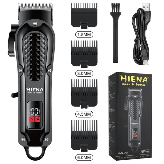 Hiena HYN-212 Electric Hair Clipper UBS Rechargeable Cordless Beard Trimmer Men Powerful Electric Hair Clipper Trimming Tool