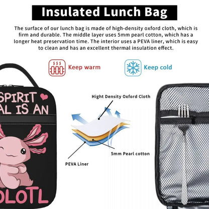 My Spirit Animal Is An Axolotl Lunch Box Multifunction Salamander Animal Cooler Thermal Food Insulated Lunch Bag Kids School