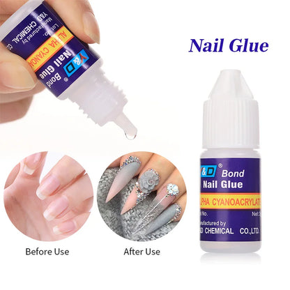 Nail Glue for Acrylic Nail Tips Fast-Dry Professional Nail Decoration Super Adhesive False Nail Tips Gel for Extension Manicure