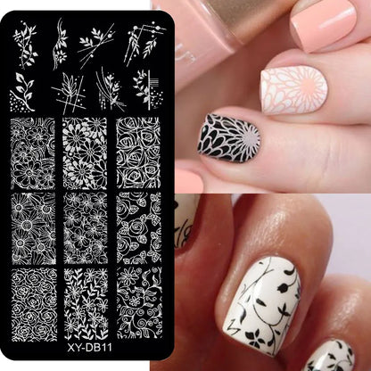 Lace Flower Nail Art Stamping Plate Wedding Bohemian Style Polish Printing Template Plate Floral Nail Art Stencils Manicure Tool