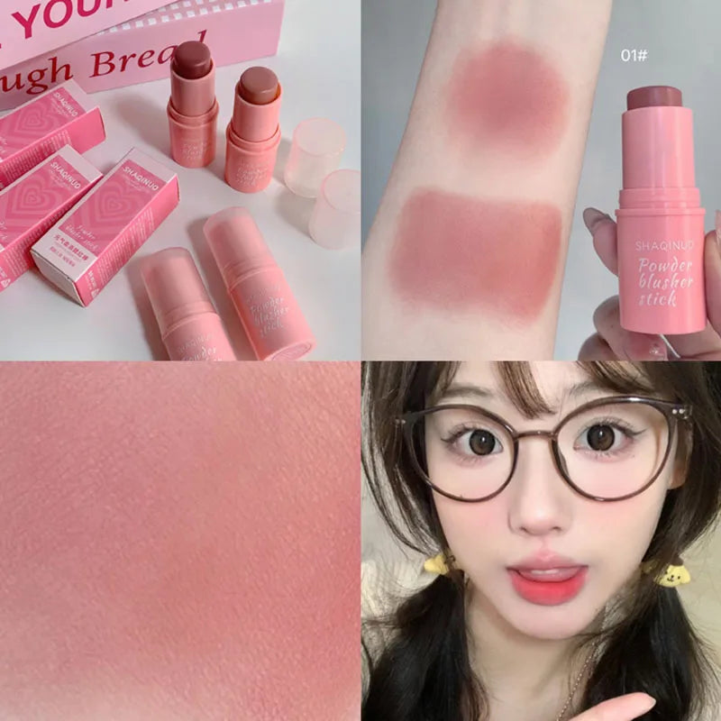 Smoky Rose Blusher Stick Cream Smooth Cheek Tint Monochrome Nude Blush Natural Matte Pink Apricot Face Rouge Contour Makeup