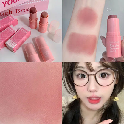 Smoky Rose Blusher Stick Cream Smooth Cheek Tint Monochrome Nude Blush Natural Matte Pink Apricot Face Rouge Contour Makeup