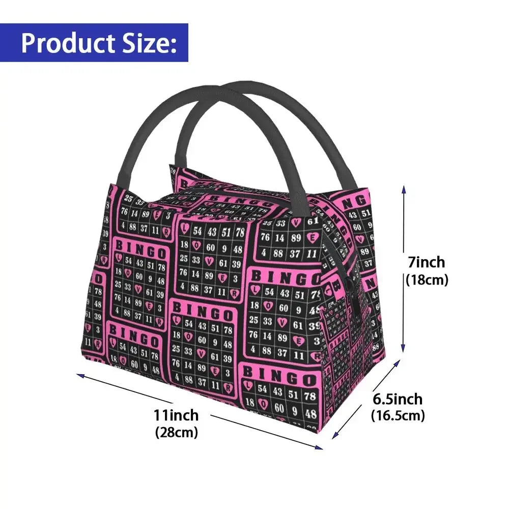 I Love Bingo Game Insulated Lunch Bags for School Office Waterproof Cooler Thermal Lunch Box Women lunchbag