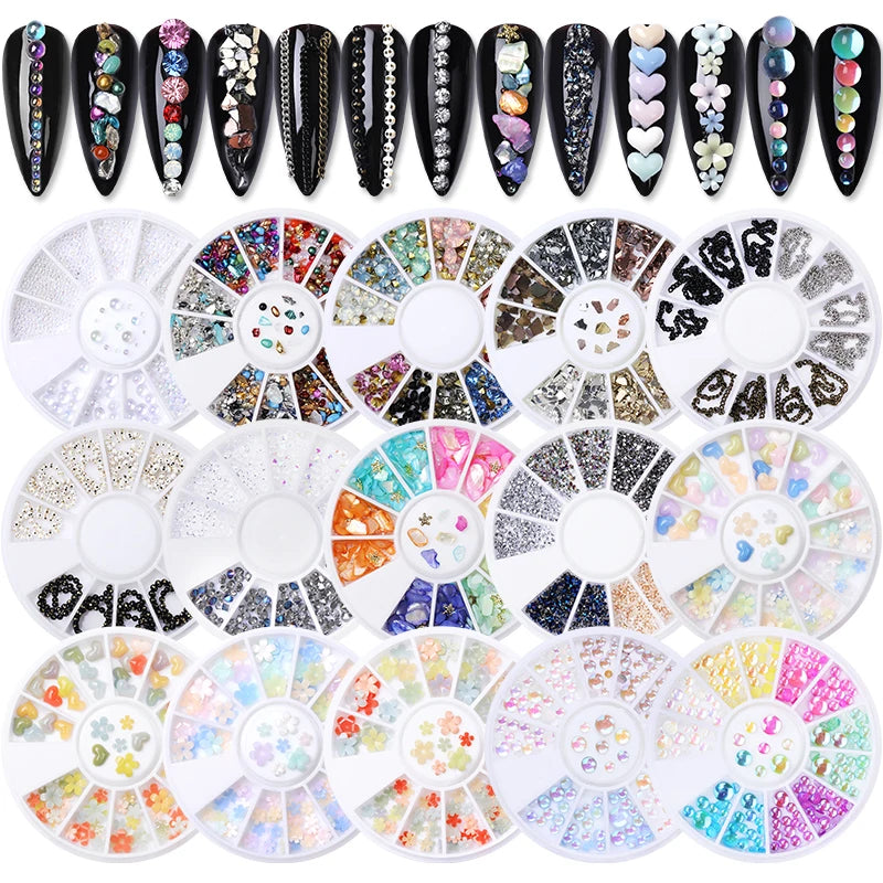 PICT YOU 3D Sharp-Bottom Opal Nail Rhinestone Glitter Small Irregular Beads Stone Manicuring Nail Art Decoration In Wheel Tools