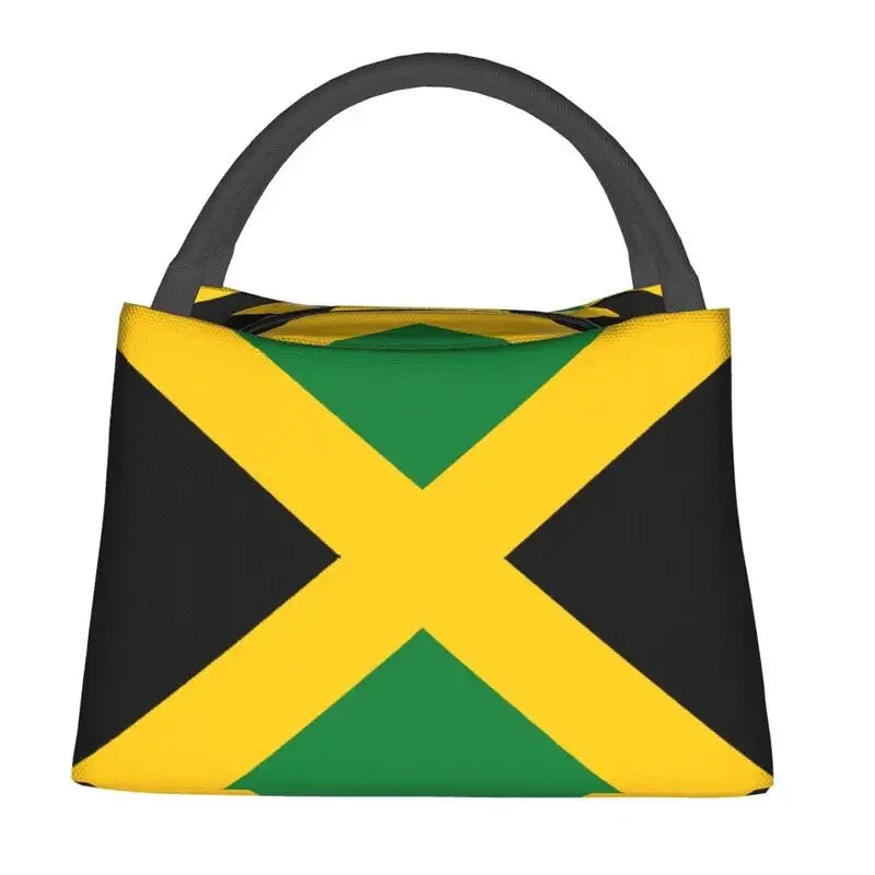 Jamaican Flag Thermal Insulated Lunch Bag Women Patriotism Resuable Lunch Tote for Office Outdoor Storage Meal Food Box