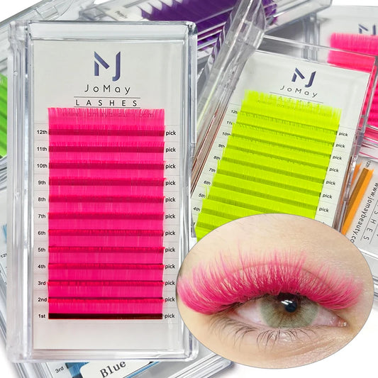 Colour Lash Extension Red Purple Blue Pink Flu Color False Individual Eyelash Extension Silk Russian Volume Lashes