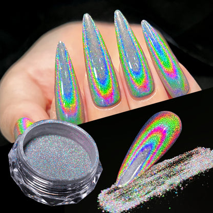 1Box Universal Clear Laser Nail Glitter Powder Clear Chrome Chameleon Pigment Shiny Glitter Dust Nail Decoratio