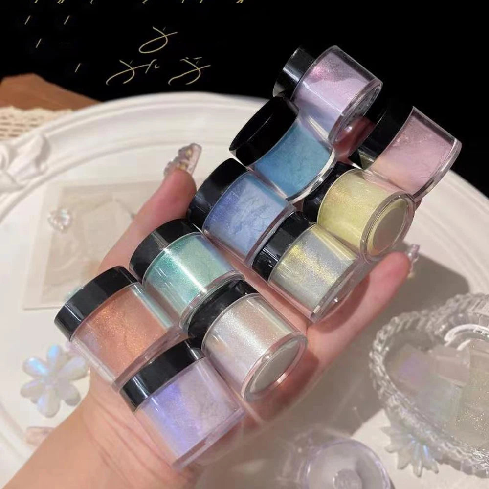 1 box Shimmer Aurora Nail Glitter Powder Neon Ultra Fine Rubbing Dust Nail Chrome Mirror Pigment Holographic Nail Polish Decor