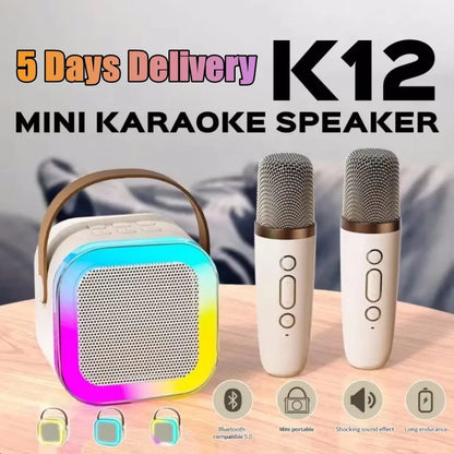 K12 Bluetooth Karaoke Machine Portable  5.3 PA Speaker System with 1-2 Wireless Microphones Home Family Singing Children's Gifts