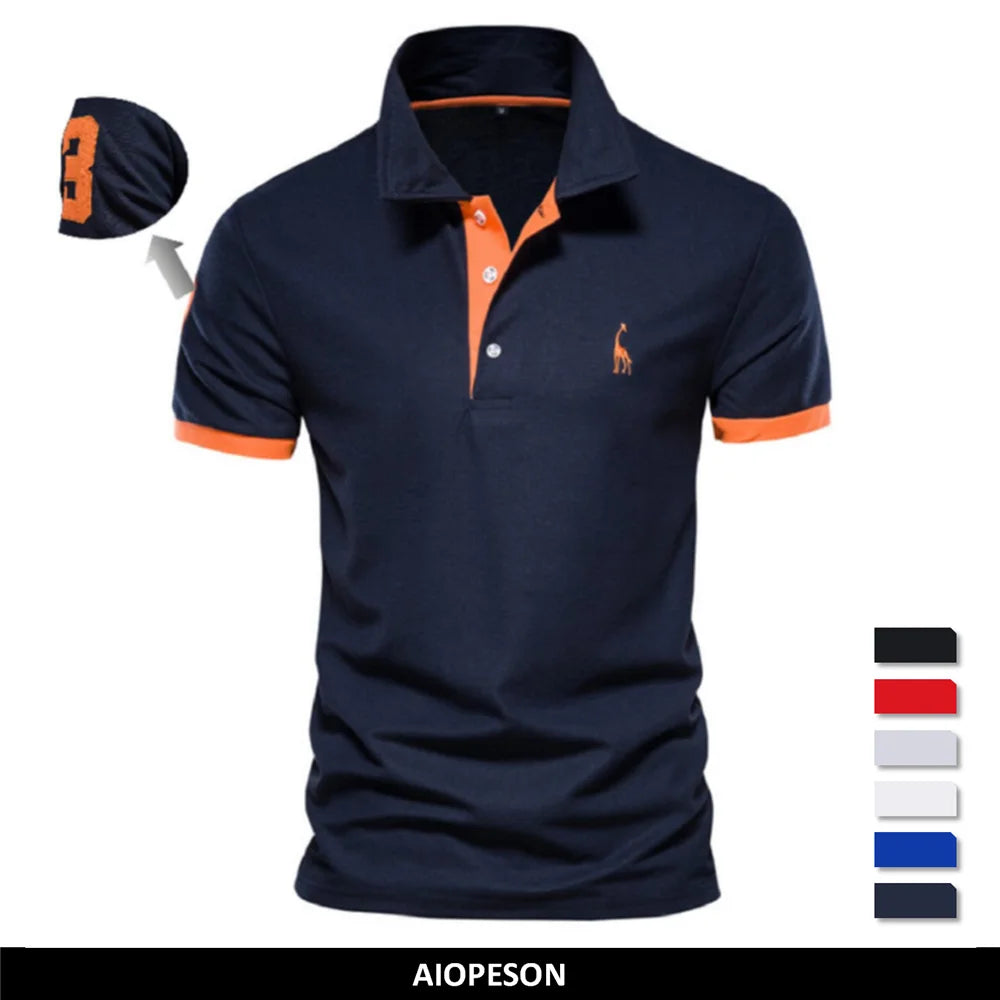 AIOPESON Embroidery 35% Cotton Polo Shirts for Men Casual Solid Color Slim Fit Mens Polos New Summer Fashion Brand Men Clothing