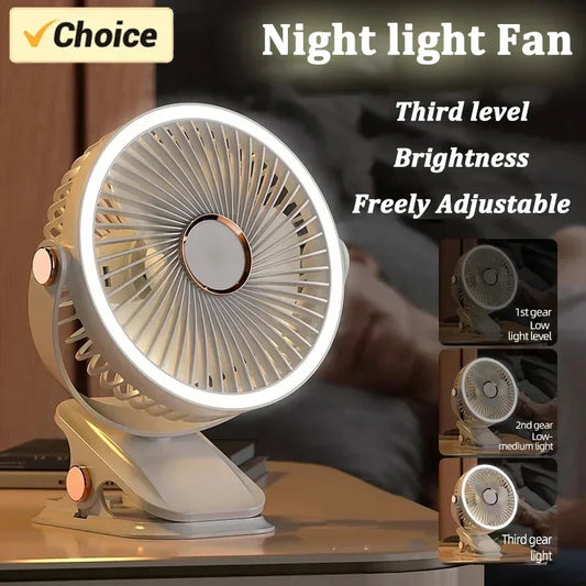 8000mAh Camping Fan Rechargeable Desktop Portable Air Circulator Wireless Ceiling Electric Fan With LED Light Clip-on Home Fan