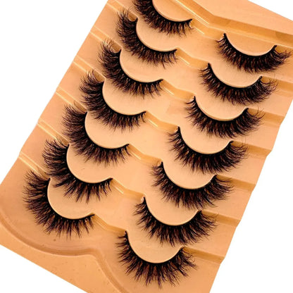 New 7 Pairs Lashes 3D Mink Fluffy Eyelashes Short Lasting Thick Wispy Natural Lashes Dramatic Volume Lashes Extension Thick Long