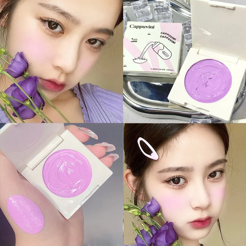 Peach Pink Creamy Blush Cheek Rouge Contouring Brighten Skin Tone Waterproof Multi-purpose Eyeshadow Blusher Girl Feeling Makeup