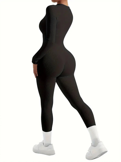 Hot selling autumn and winter new products from Europe and America, sexy and tight fitting women's jumpsuit jumpsuit, ribbed lon