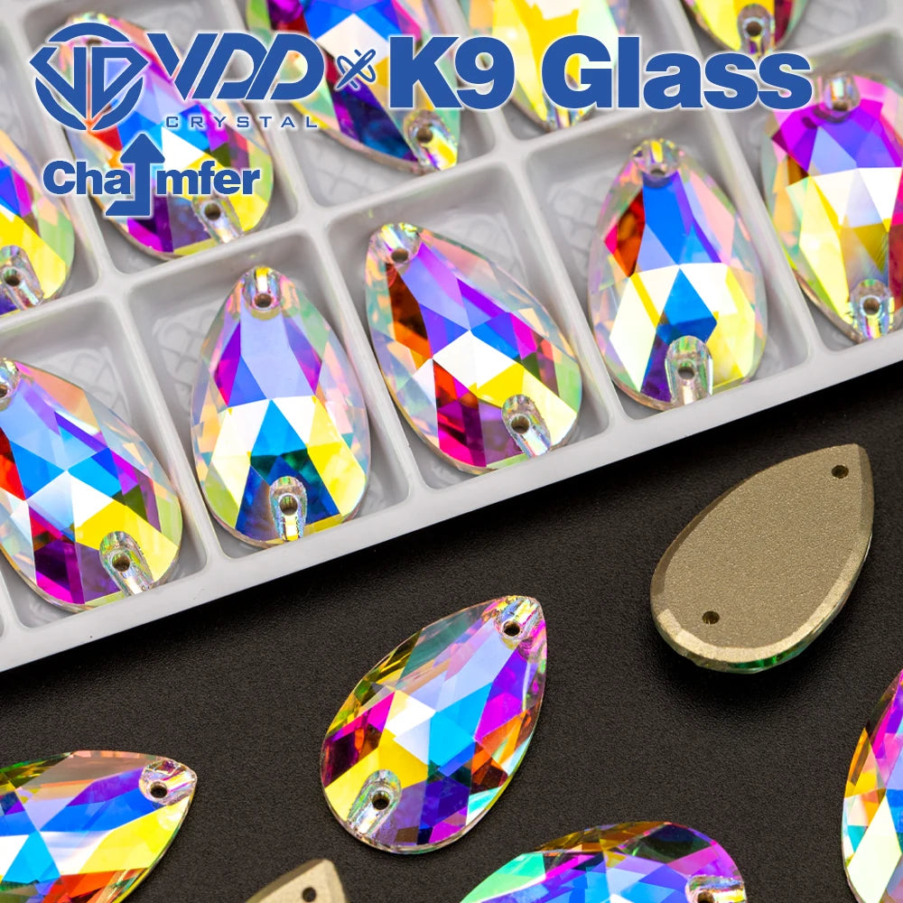 VDD Chamfer AAAAA Top Quality K9 Glass Sew On Rhinestones Sewing Crystal AB Flatback Stone For Clothes Accessories Wedding Dress