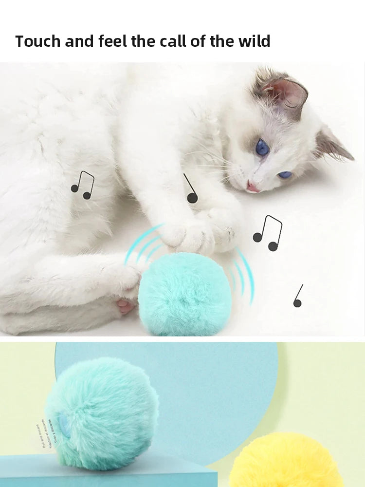 Interactive Ball Smart Cat Toys Plush Electric Catnip Training Toy Kitten Touch Sounding Pet Product Squeak Toy Ball