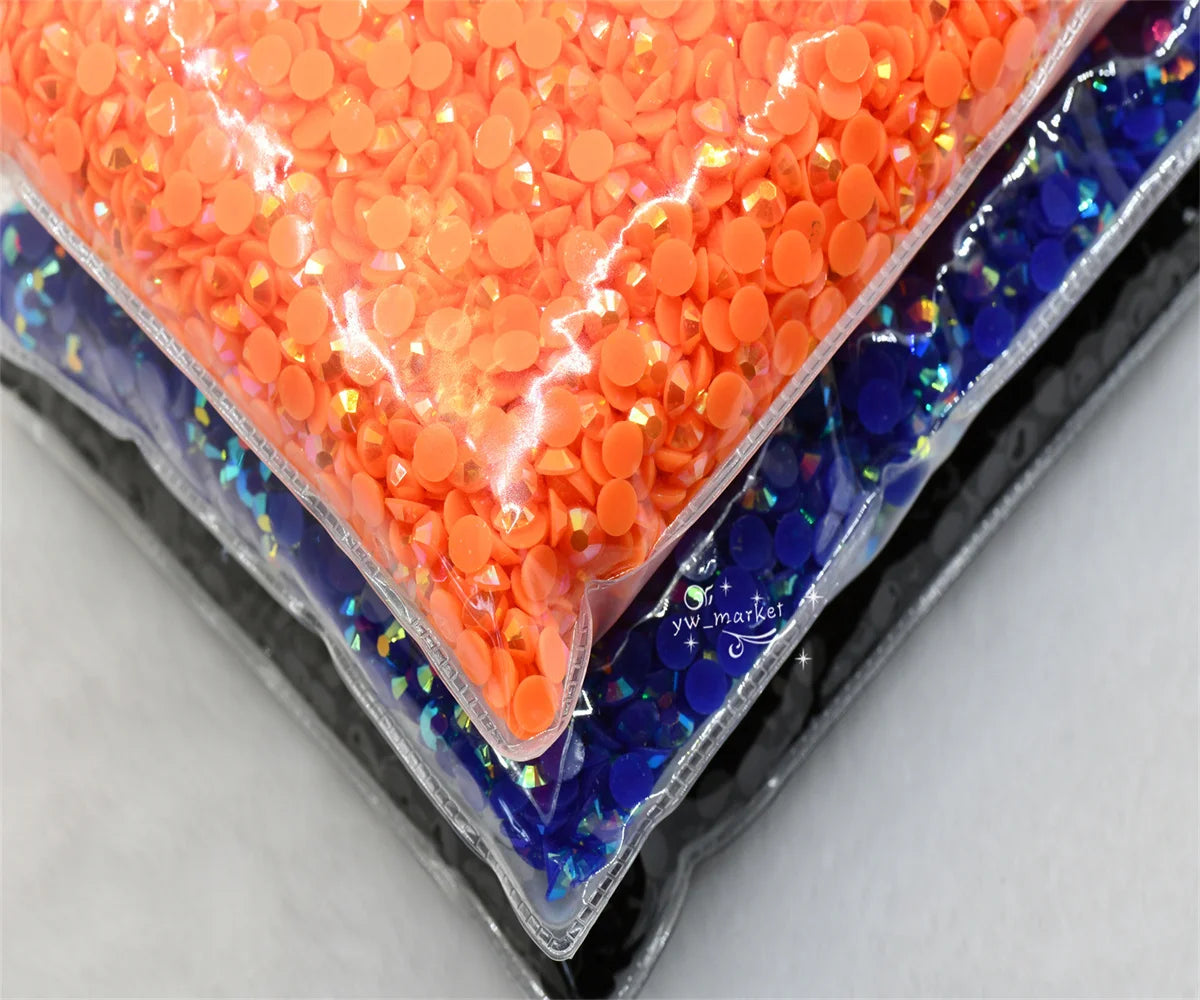 1000pcs 6mm Glue On Crystal Stones Resin Rhinestone  Jelly AB Gems Flatback DIY Stones in Non Hot Fix