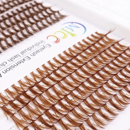 30D Mix Brown Lash Cluster Kit Mixed Length Fluffy Individual Lash Extension Kit DIY 240Pcs Eyelash Extension Kit Natural Brown