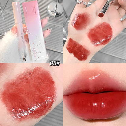 Jelly Solid Lip Gloss Cute Hydrating Mirror Red Brown Lipstick Clear Moisturizing Lips Tint Nature Nude Lip Makeup Cosmetics