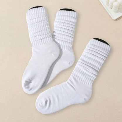 3 Pairs Women White Stacked Socks Simple Fashionable Versatile Socks Antibacterial Comfortable Lightweight Soft Mid Length Socks