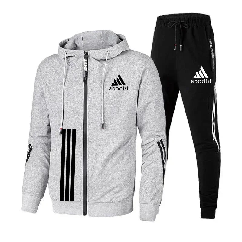 Autumn Mens Tracksuit Zipper Hooded Sweatshirts+Slim Fit Sweatpants Set HotSales Business Casual Sports Jogging Jacket Cost Suit