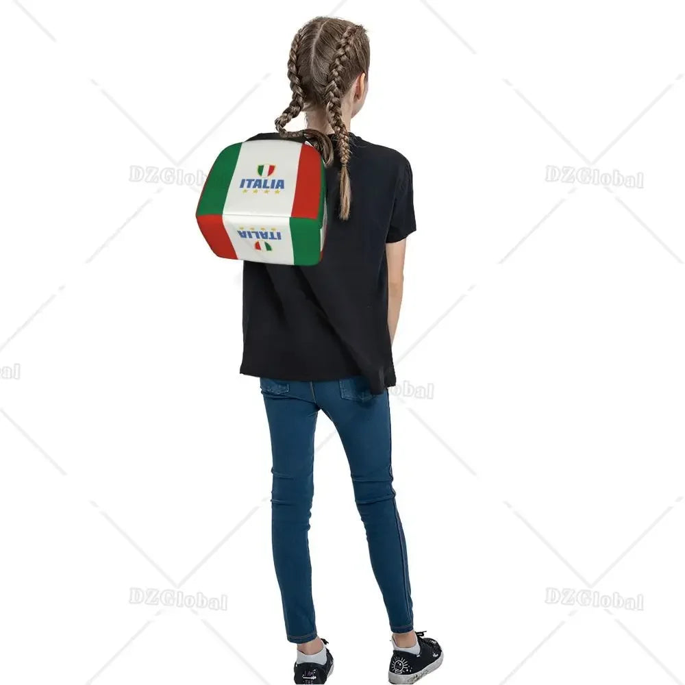 Flag of Italy Lunch Bag Women Italian Patriotic Resuable Cooler Thermal Insulated Lunch Box for Work School Picnic Food Bags