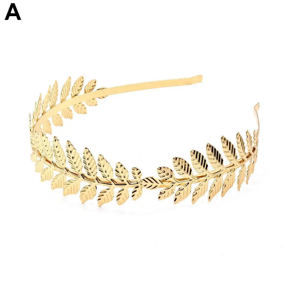 Retro Gold Leaf Hairband Wedding Roman Bride Head Jewel Crown Luxury Hair HairHoop Headpiece Tiara Accessories Goddess I9A2