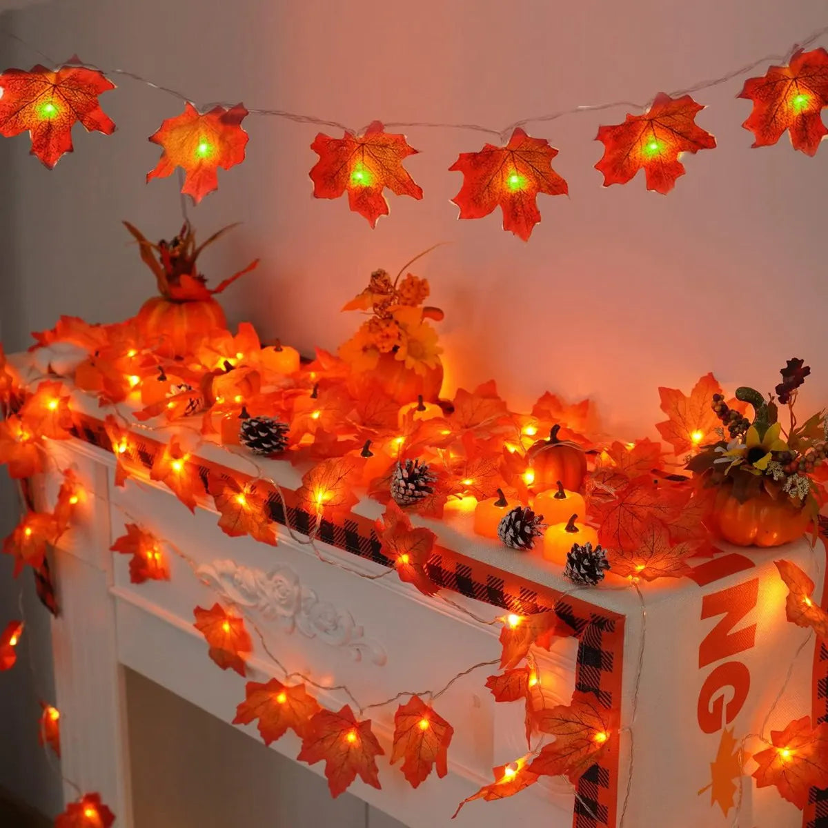 1pc 10/20 LED Maple Leaf String Lights Battery Powered Fairy Lights For Home Party Holiday Arrangement Scene Outdoor Decoration