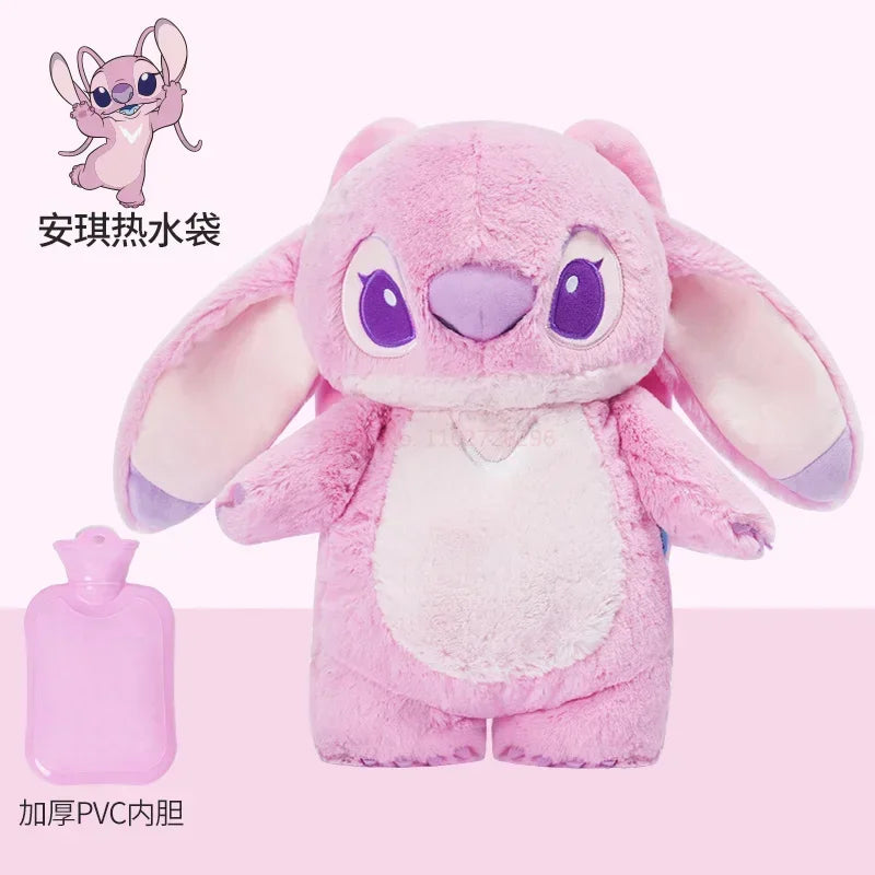 Genuine Disney Stitch Angel Lotso Plush Anime Hand Warm Bottle Hot Water Bottles Winter Portable Warm Hand Bag Birthday Gift