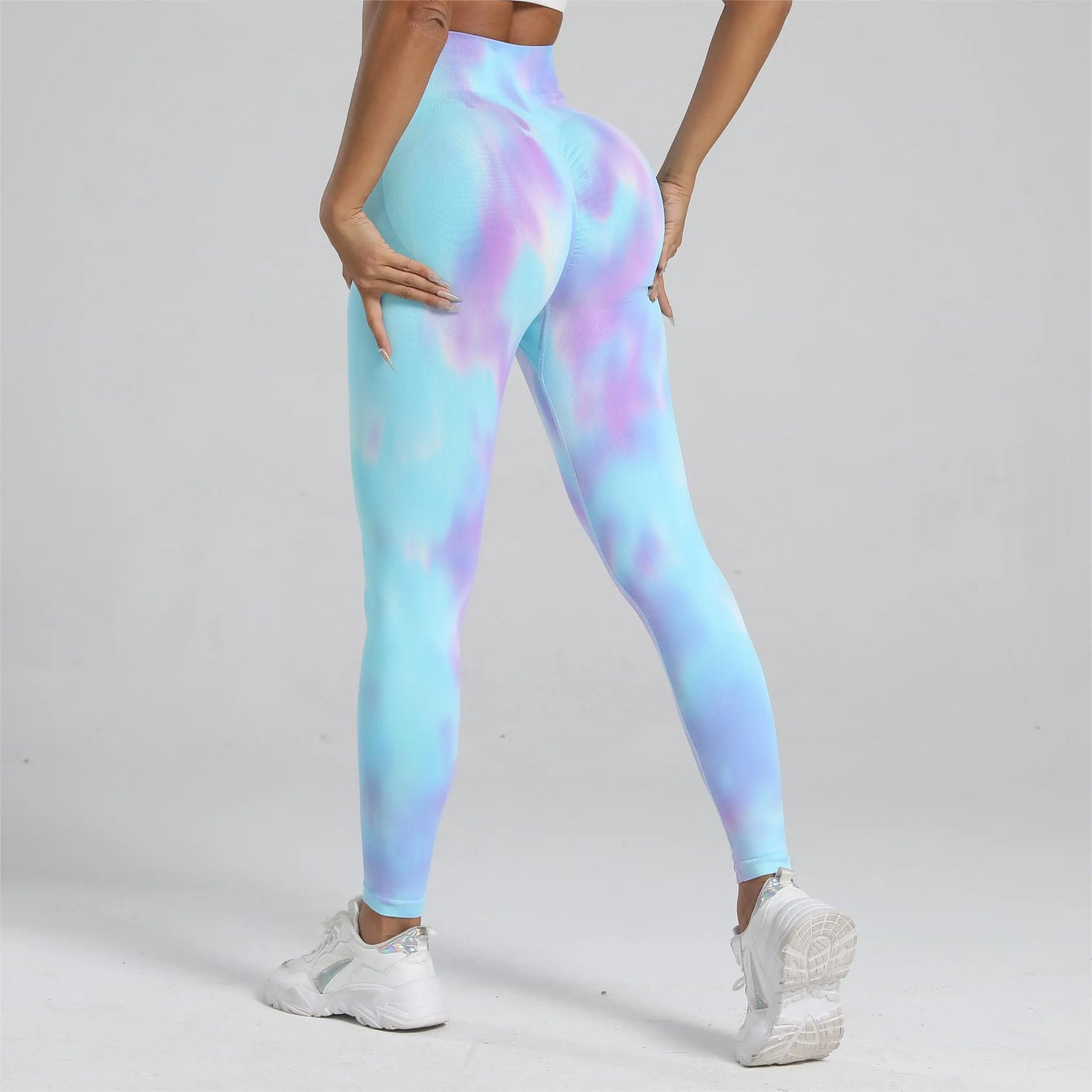 New Women Tie dye High Waist Legging Push Up Scrunch Gym Sports Yoga Pants Elastic Soft Tights Workout Booty Leggins Nylon