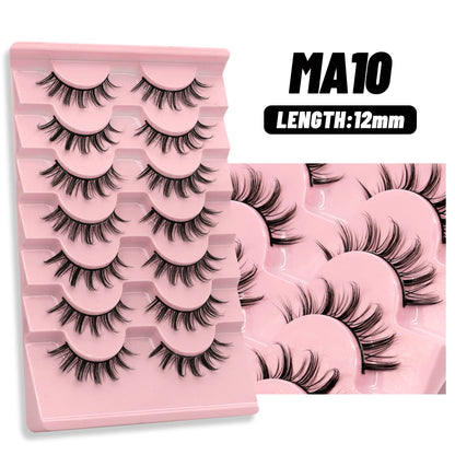 GROINNEYA 5/7 pairs Eyelashes  Manga Lashes  Natural False Lashes Fluffy Soft Cross  Fairy Little Devil Lashes Extension Makeup