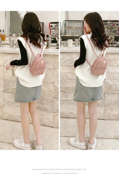 Embroidery small backpack ladies bags Korean version of the girls small schoolbag schoolbag one piece of foreign solid color lov