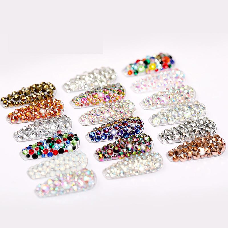 Nail Art Rhinestone 6/12Grids Box Nail Beads AB Crystal Flatback Pearl Jewelry Gems with Storage Organizer for Nail Decorations