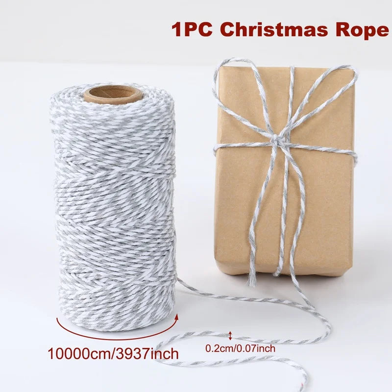 Christmas Wrapping String Rope Merry Christmas Decoration For Home 2024 Navidad Natal Noel Gift Box Packaging Rope New Year 2025