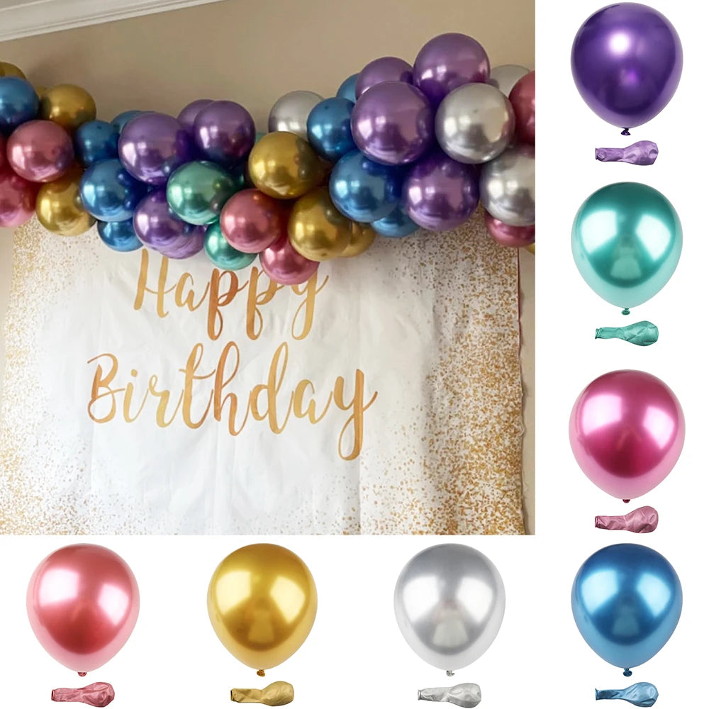 10inch Metallic Balloon 10/20/30/50pcs Latex Ballons Happy Birthday Decoration Wedding Christmas Party Supply Globos Baby Shower