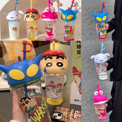 2024 New Crayon Shin Chan Straw Cup Tritan Material Phooey Kawaii Cup Quality Food Grade Convenient Leak Proof Kid Birthday Gift