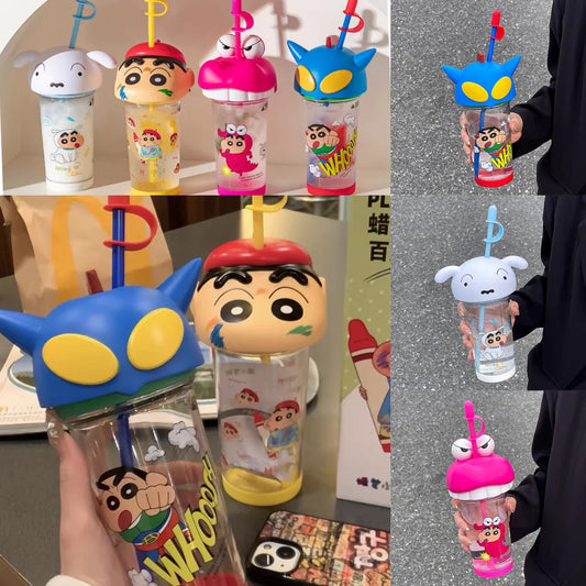 2024 New Crayon Shin Chan Straw Cup Tritan Material Phooey Kawaii Cup Quality Food Grade Convenient Leak Proof Kid Birthday Gift