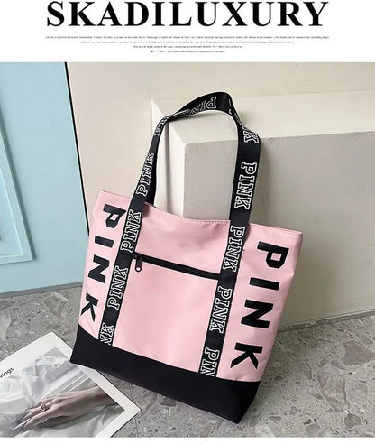 Literary Nylon Tote Bag For Women Large Capacity Shoulder Bag Fashion Letter Strap Handbags Large Capacity Tote Bag