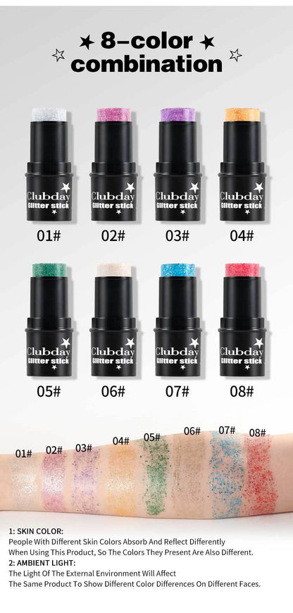 Green Sequins Glitter Gel Stick Multi-purpose Nail Hair Face Body Glitter Balm Flash Loose Sequins Cream Festival Stage Makeup