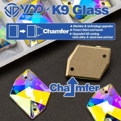 VDD Chamfer AAAAA Top Quality K9 Glass Sew On Rhinestones Sewing Crystal AB Flatback Stone For Clothes Accessories Wedding Dress