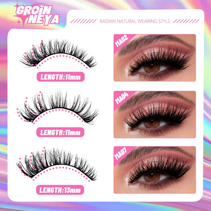 GROINNEYA 5/7 pairs Eyelashes  Manga Lashes  Natural False Lashes Fluffy Soft Cross  Fairy Little Devil Lashes Extension Makeup