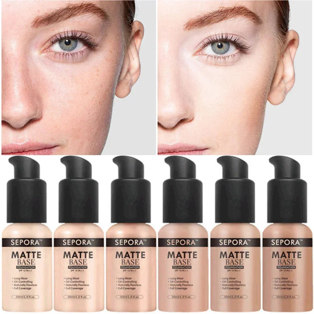 SEPORA 30ml Liquid Foundation Moisturizing Brightening Concealer CC Cream Waterproof Long Lasting Matte Base Makeup Cosmetics