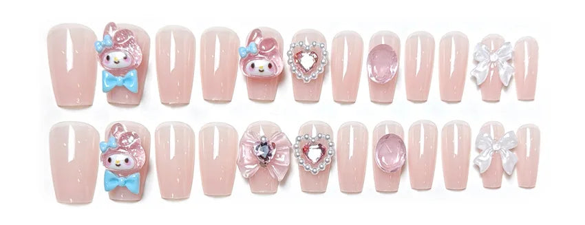 Sanrio False Nail Kawaii 24pcs Melody Accessories Press on Nails Patch Detachable Nail Tips Manicure Jewelry Schoolgirl Gift