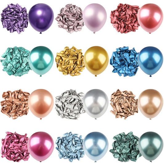 10inch Metallic Balloon 10/20/30/50pcs Latex Ballons Happy Birthday Decoration Wedding Christmas Party Supply Globos Baby Shower