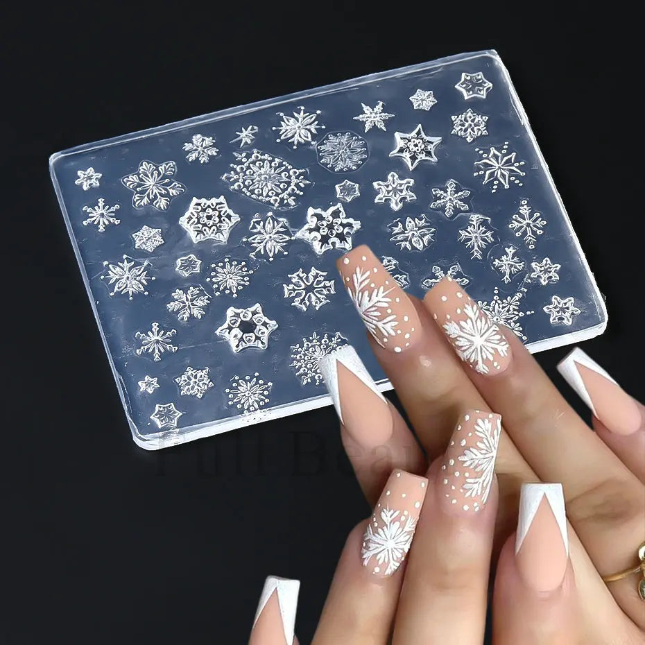 1PC 3D Silicone Snowflake Nail Carving Mold Flower Lace Mould Stamping Plate Nails Stencils DIY Manicure Accessory Tools LAG-212