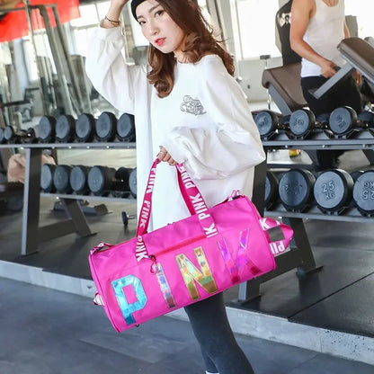 PINK Women Duffle Bag Duffel Travel Size Sports Gym Bag Workout Carry-On Gift