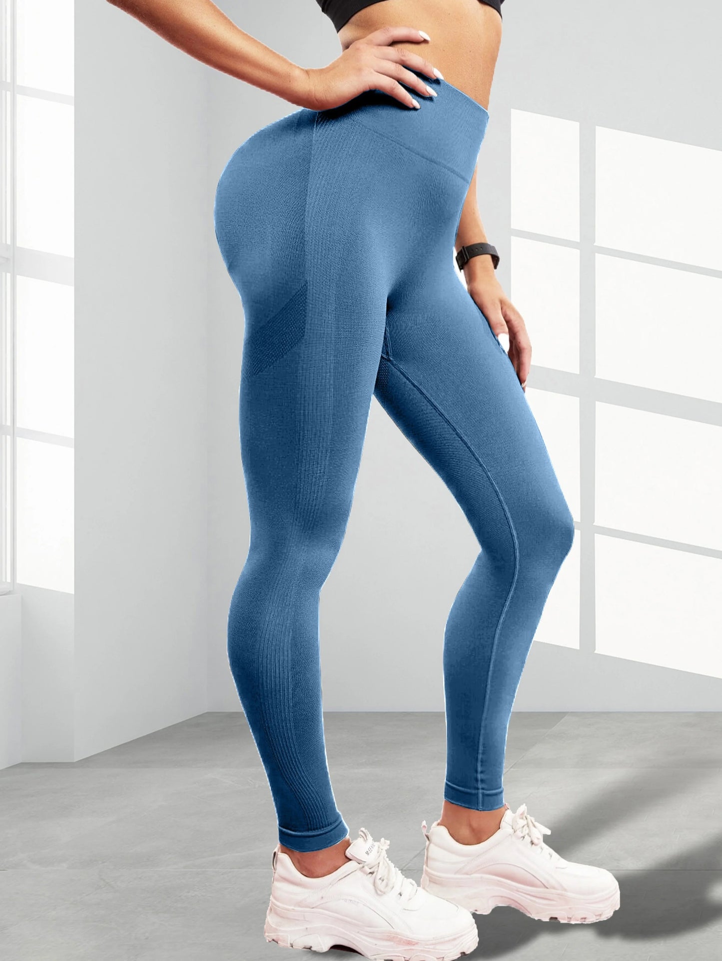 High Waist Seamless Yoga Tight Pants,Solid Color Fitness Workout Leggings,Women's Activewear