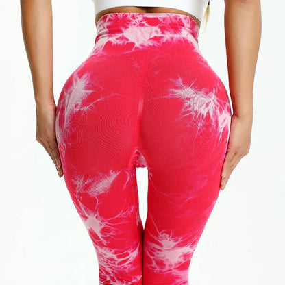 Women High Waist Seamless Tie Dyeing Leggings Casual Sports Yoga Pants Female Moisture Absorption Booty Lifting Push Up Leggins