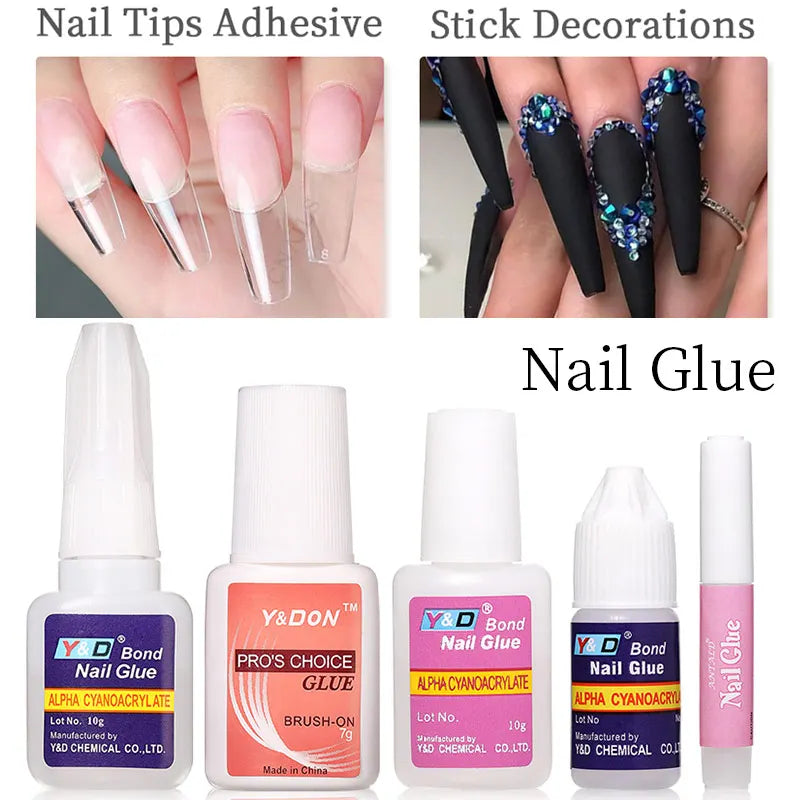 Nail Glue for Acrylic Nail Tips Fast-Dry Professional Nail Decoration Super Adhesive False Nail Tips Gel for Extension Manicure